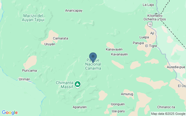 Kaart met locatie Nationaal Park Canaima